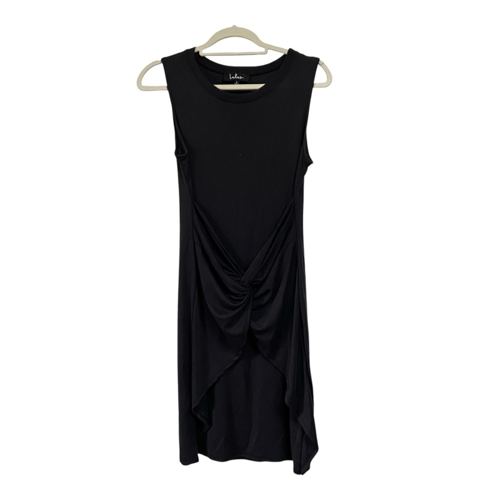 Lulu’s front tie mini dress charcoal grey/ black in a jersey material size small